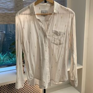 Rails Charli White Gold Electric Button Down Shirt, Small